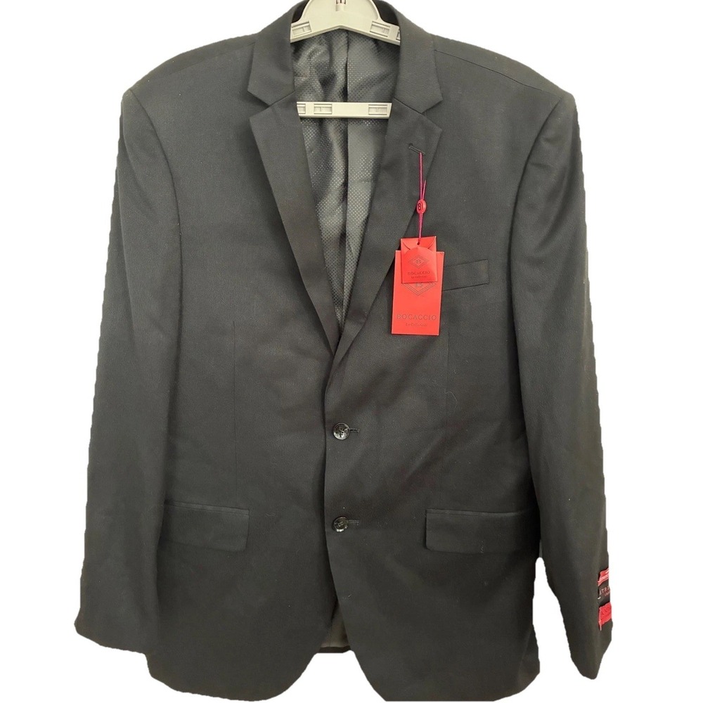 Bocaccio Uomo Blazer Mens 42R Black Paris Performance Stretch Sport Coat Jacket